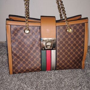 Brown Patterned Designer Tote Bag